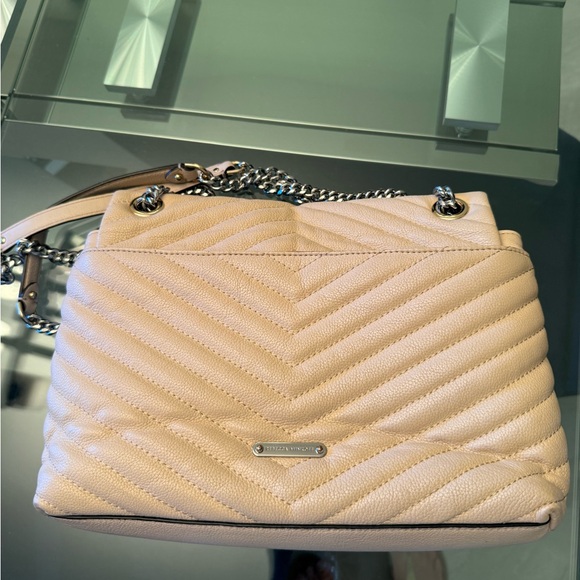 Cream Rebecca Minkoff Edie Flap Shoulder Bag with Chevron Stitching - Picture 10 of 16